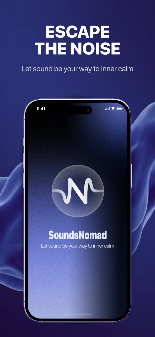 SoundsNomad welcome screen — Escape the noise