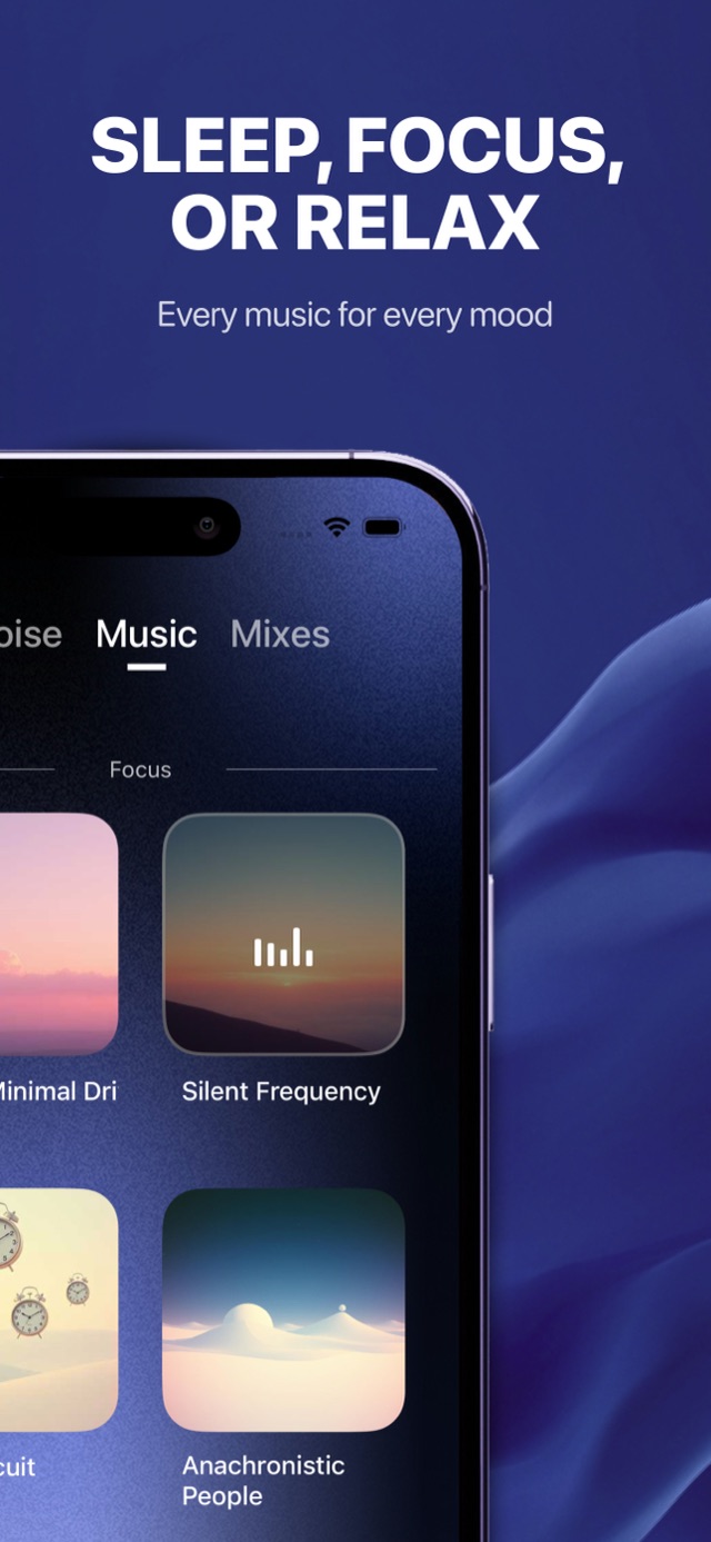 Music library for sleep, focus, and relaxation